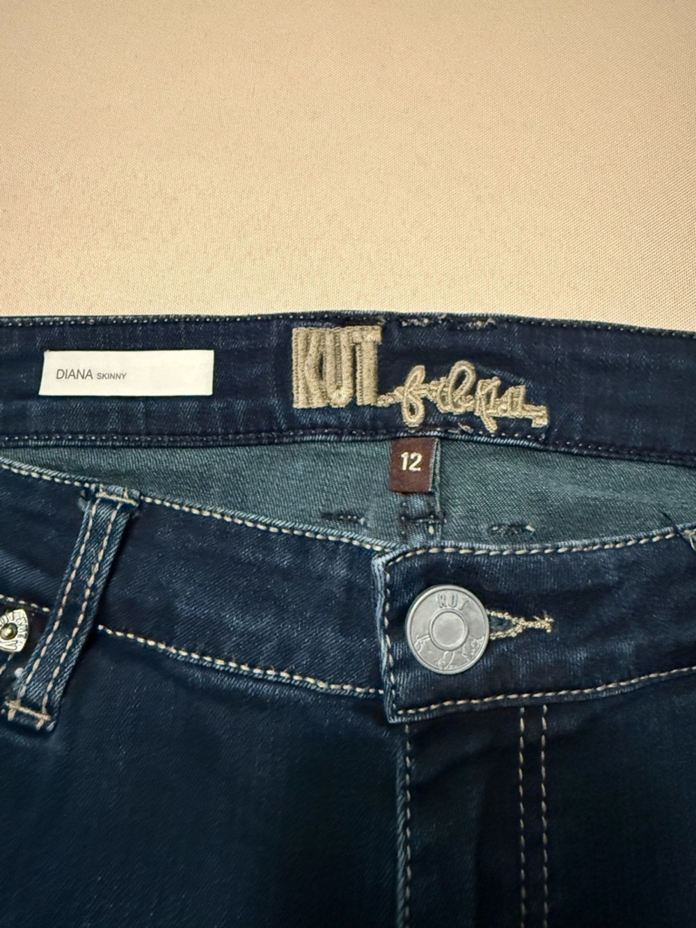 Kut from the Kloth Diana Skinny Dark Indigo Straight Leg Jeans Size 12 - Picture 3 of 3